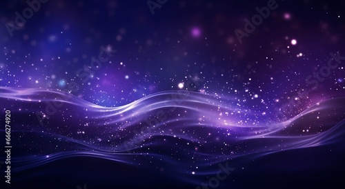 Purple Digital Particle Wave with Shining Stars. Generative ai