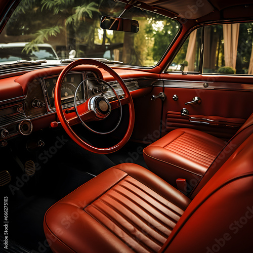 Classic car with red interior  © PixelHD