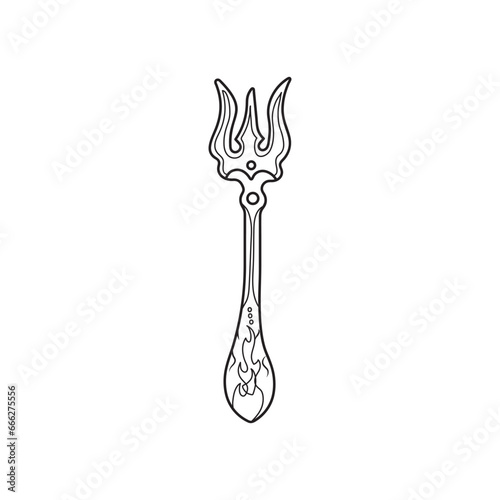 Hand drawn Kids drawing Cartoon Vector illustration letuce fork Isolated in doodle style