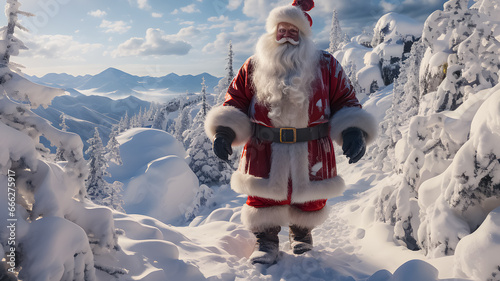 Santa Claus surrounded by a winter fairy-tale aura