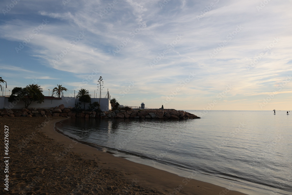 Marbella, Costa Del Sol, Spain. Sunset on the beach.