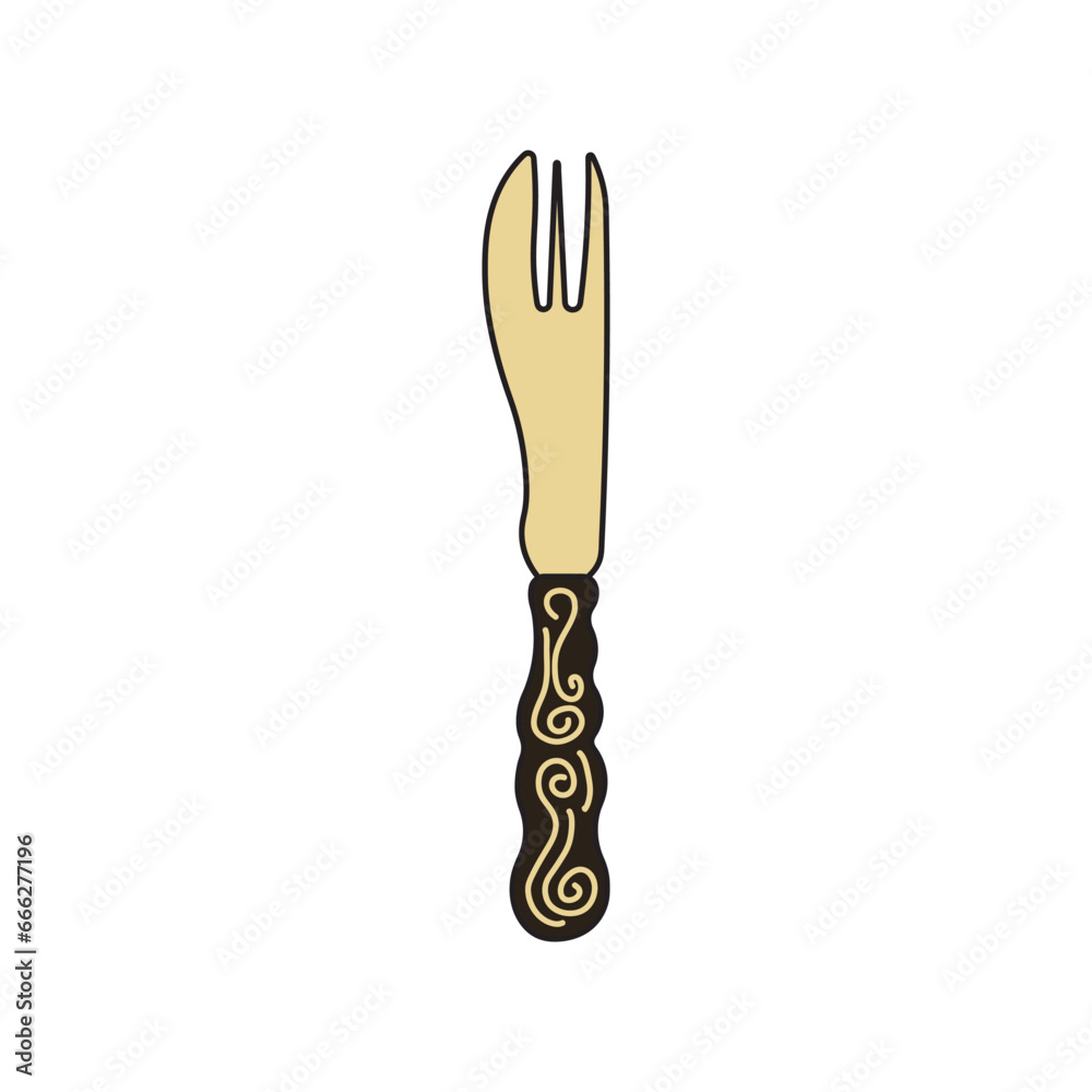 Kids drawing Cartoon Vector illustration pastry fork Isolated in doodle style Kids drawing Cartoon Vector illustration pastry fork Isolated in doodle style