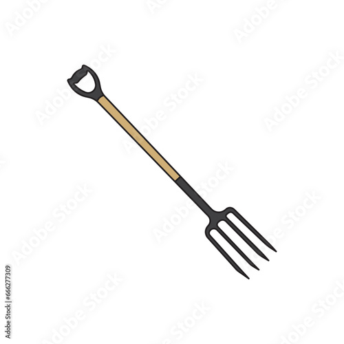 Kids drawing Cartoon Vector illustration pitch fork Isolated in doodle style photo
