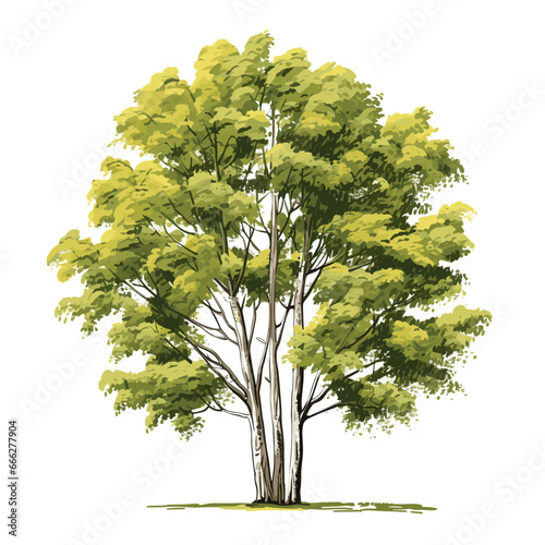 Hand Drawn Flat Color Poplar Tree Illustration
