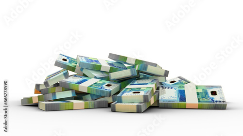 3D rendering of Stacks of Sudanese pound notes