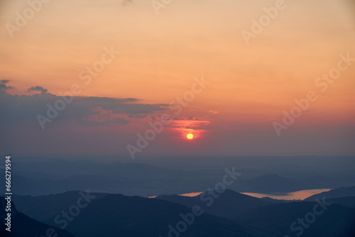 Incredible sunset in the mountains from the Feuerkogel peak, Ebensee, Austria