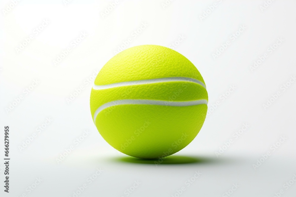 A white background with a green tennis ball, rendered in 3D. Generative AI