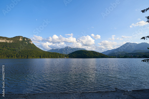 Great view of Dead Mountain above Altaussee lake. Dramatic and picturesque scene. Popular tourist attraction. Location place Austria alps, Altaussee, Europe.
