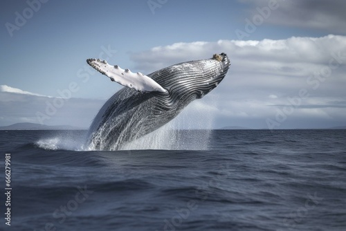 a leaping humpback whale. Generative AI
