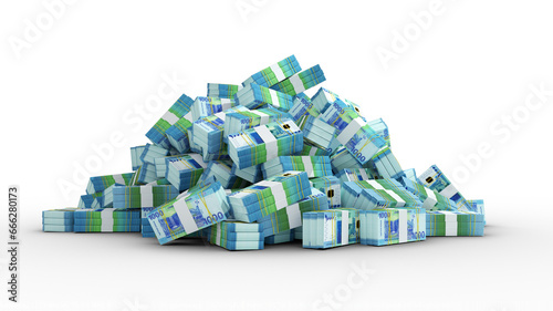 Big pile of bundles of 1000 Sudanese pound notes. 3d rendering of stacks of cash