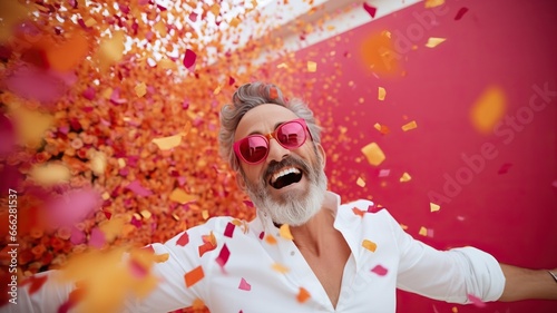man ecstatic with joy and h...