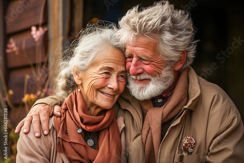 Loving senior couple portra...