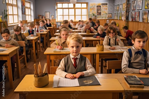 Primary school classroom, g...