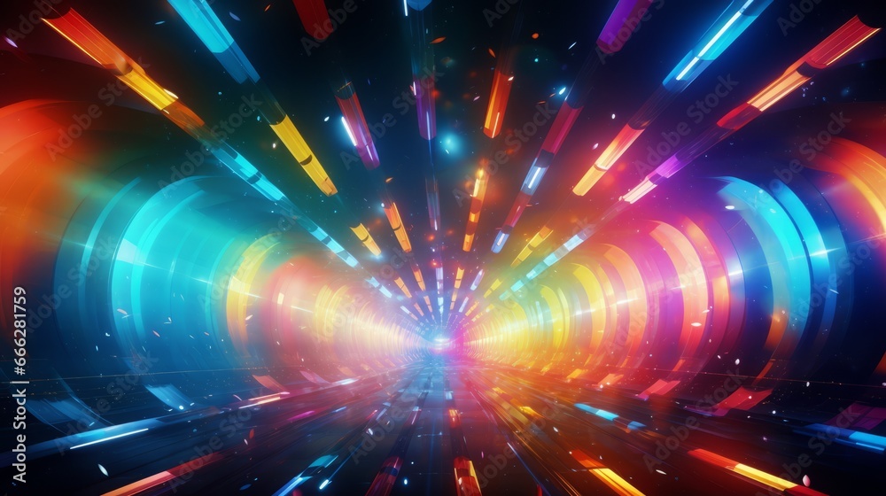 Fototapeta premium Abstract lights circle background. Neon lights, laser rays, glowing lines.