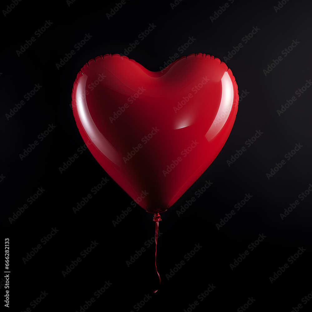 Red balloon heart with black background
