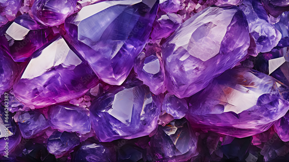 Abstract background of amethyst gemstone.Test is a variety of quartz with a violet, magenta or purplish-violet color. A gemstone covered with gold dust. Purple gemstone pattern. Generative AI Abstract background of amethyst gemstone.Test is a variety of quartz with a violet, magenta or purplish-violet color. A gemstone covered with gold dust. Purple gemstone pattern. Generative AI