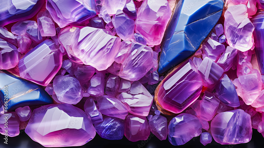 Abstract background of amethyst gemstone.Test is a variety of quartz with a violet, magenta or purplish-violet color. A gemstone covered with gold dust. Purple gemstone pattern. Generative AI Abstract background of amethyst gemstone.Test is a variety of quartz with a violet, magenta or purplish-violet color. A gemstone covered with gold dust. Purple gemstone pattern. Generative AI