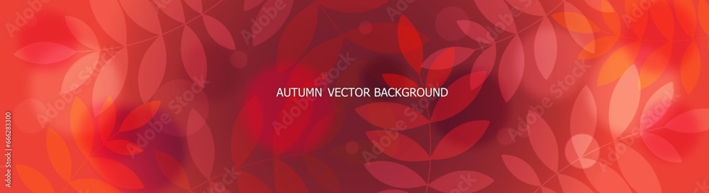 Autumn Vector Background. Abstract Red Pattern with Yellow and Red Gradient and Spots  with Bokeh effect.