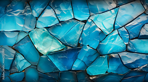 Abstract background of aquamarine gemstone. Rock texture with a blue-turquoise color. A gemstone covered with gold dust for making jewelry. Blue gemstone pattern. Generative AI