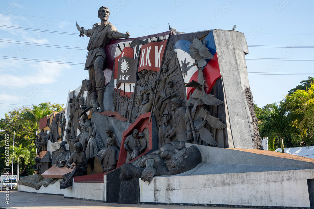 View of Bonifacio and the Katipunan Revolution Monument in Manila Stock ... 