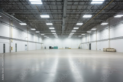 Large warehouse for rent. Perfect for storing and distributing goods. Generative AI