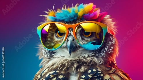 3d rendering colorful owl isolated on colorful background  © Nabeel