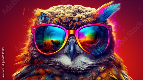 3d rendering colorful owl isolated on colorful background  © Nabeel