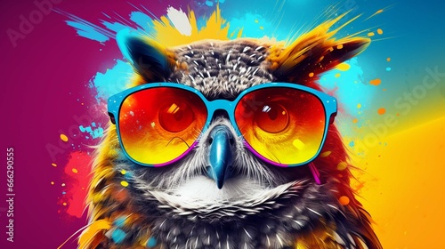 3d rendering colorful owl isolated on colorful background 