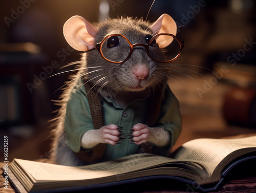 rat, reading a book, Leseratte photo