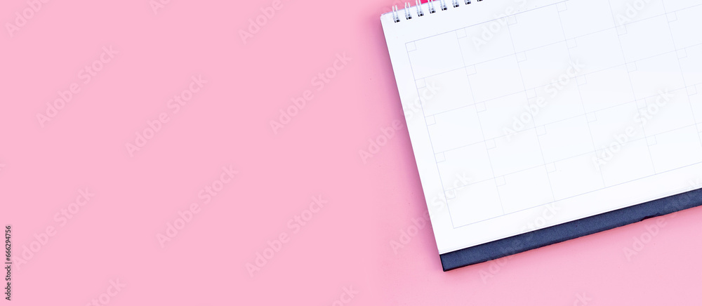 Calendar on pink background. Copy space Calendar on pink background. Copy space