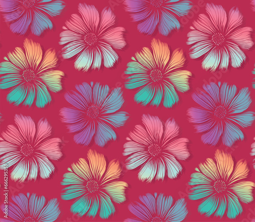 Seamless soft colurful flowers pattern design vector illustration © designermetin