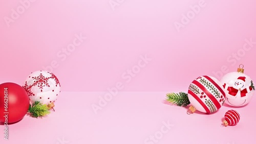 Wallpaper Mural Festive Fantasy: A Pastel Pink Background with Christmas Arrangement and Copy Space in Stop Motion Torontodigital.ca