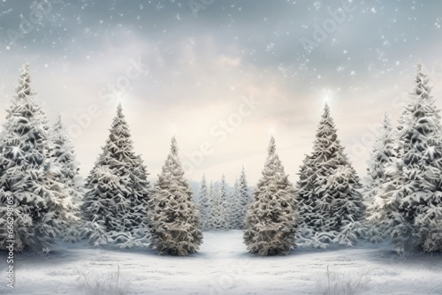 Winter forest with Christmas trees