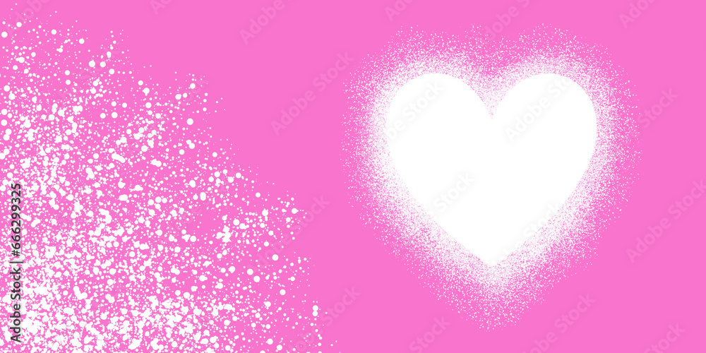 Bright pink heart with snow 