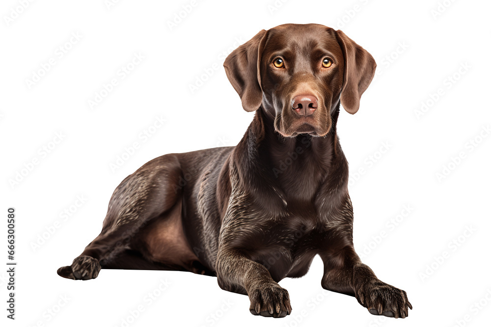 chocolate labrador retriever on white background. png file