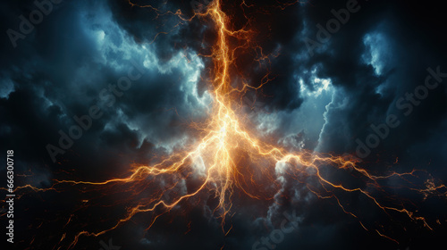Nature's Electric Dance: Flash of Lightning. Generative AI