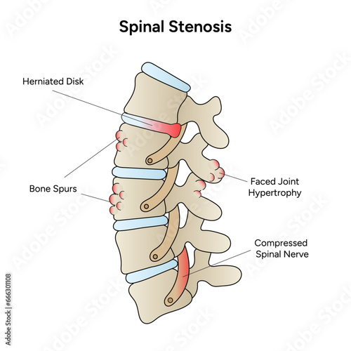 Spinal stenosis illustration in vector