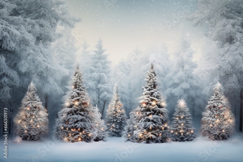 Winter forest with Christmas trees