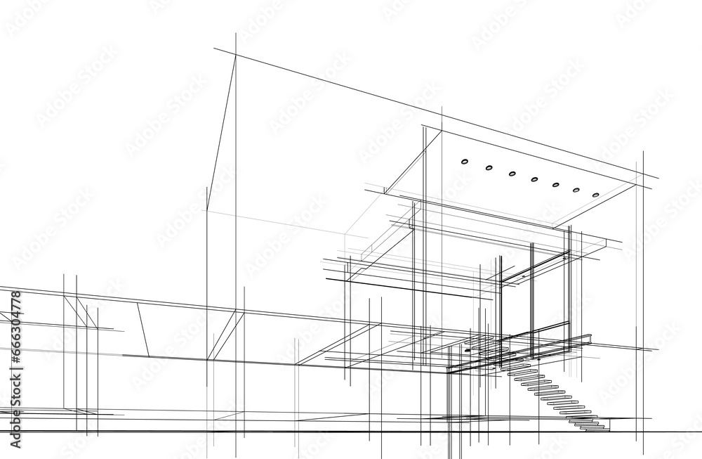 building sketch architectural 3d rendering