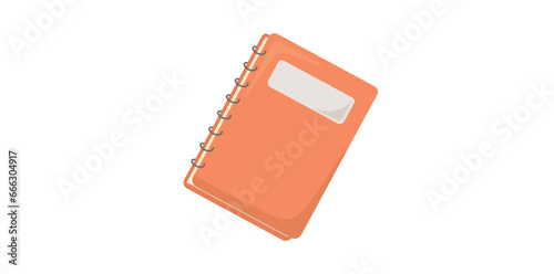 Spiral Notebook Diary Pink Color Icon, Daily Note Paper, Vector Illustration.