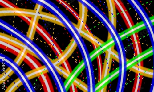 Abstract Colorful Lines on a Black Background. Computer generated Image photo