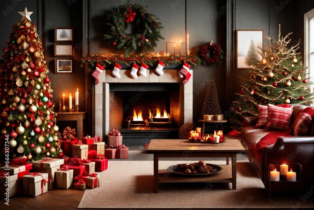 arm Christmas Fireplace and Stockings