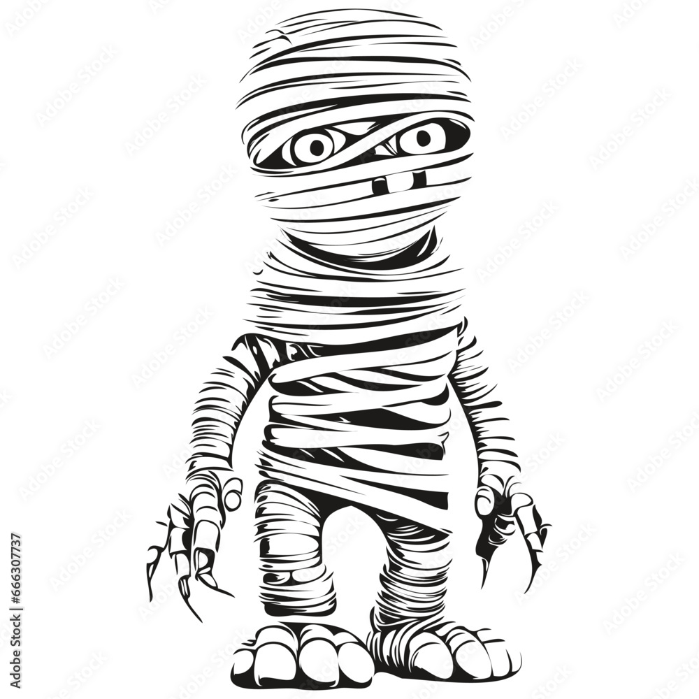 Eerie Black and White Mummy Portrait Eerie Black and White Mummy Portrait