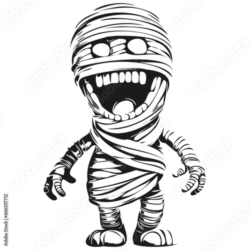 Detailed Mummy Portrait in Vector for Halloween Graphics