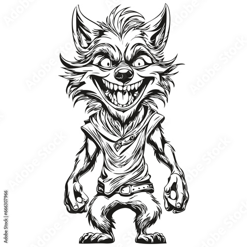 Ethereal Image of a Scary Werewolf Phenomenon in Black and White