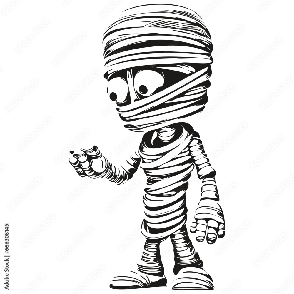 Haunted Mummy Image in Black and White Vector Haunted Mummy Image in Black and White Vector
