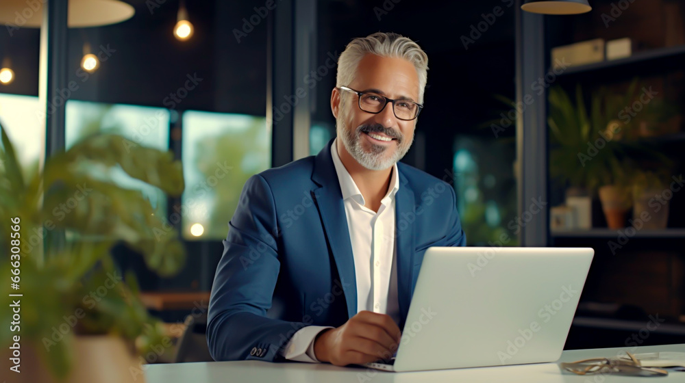 MANAGER TALKING TO BUSINESS PARTNERS USING LAPTOP, HORIZONTAL, IMAGE. image created by legal AI MANAGER TALKING TO BUSINESS PARTNERS USING LAPTOP, HORIZONTAL, IMAGE. image created by legal AI