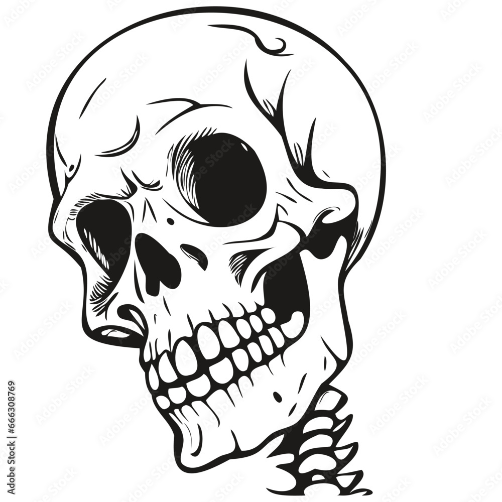 Obraz premium Malevolent Reflection of a Halloween Skeletal Figure