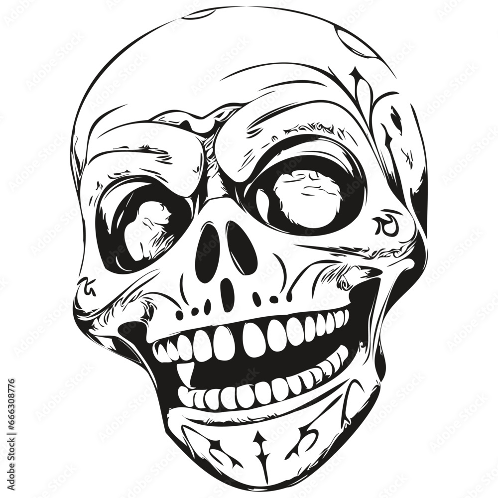 Fototapeta premium Malevolent Skeletal Phenomenon in Hand-Drawn Style for Halloween