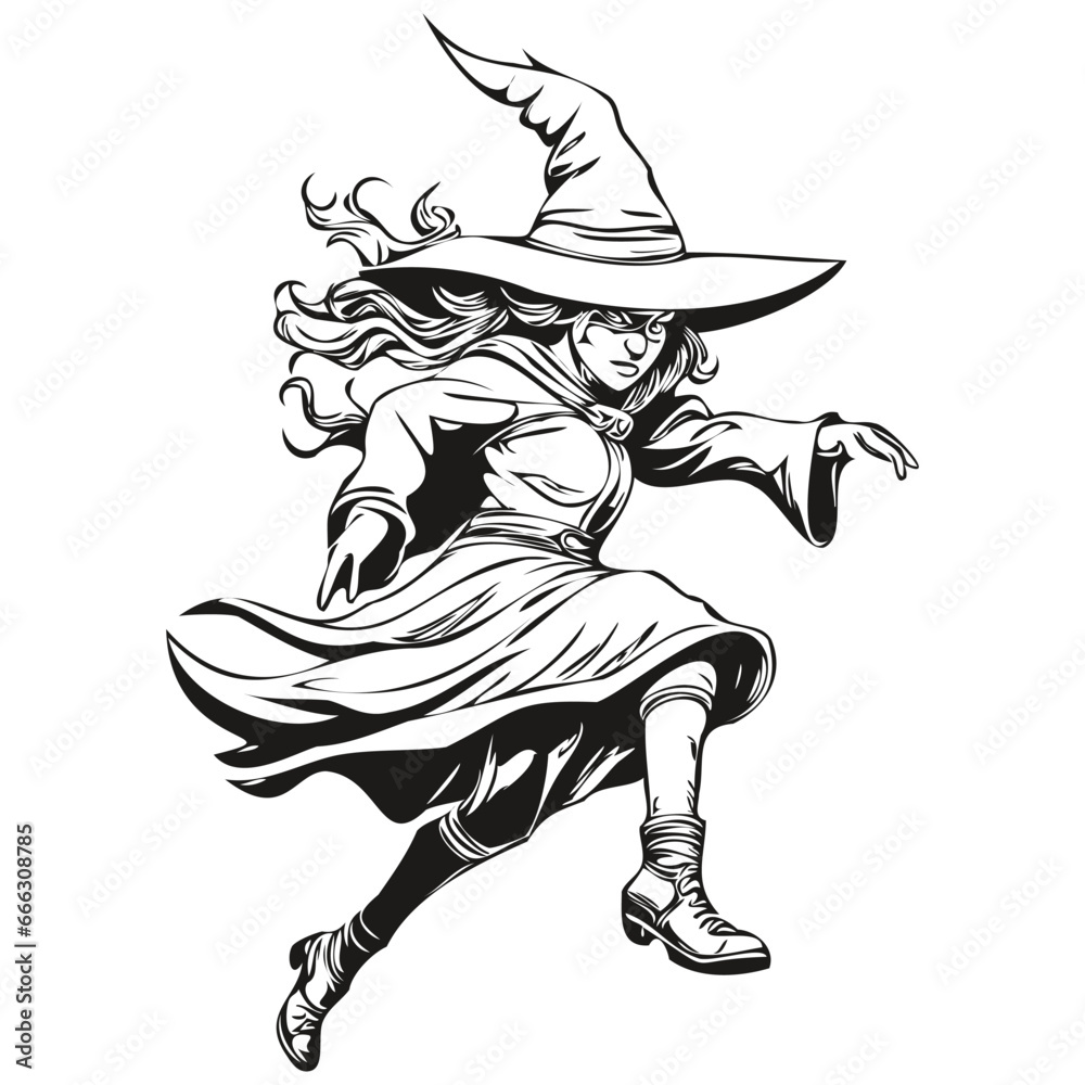 Fototapeta premium Malevolent Sorcery Phenomenon in Hand-Drawn Style for Halloween